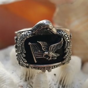 Patriotic American Eagle Men's Ring